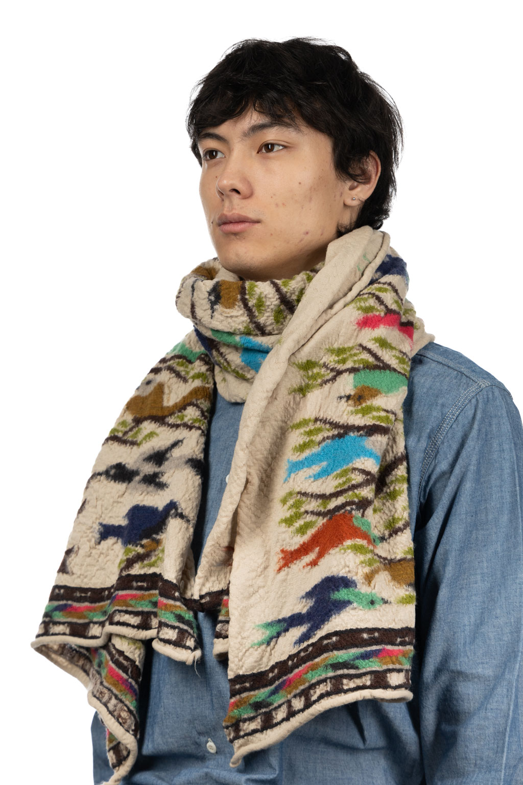 Kapital Fulling Wool Scarf BIRD TREE - 2 Colors