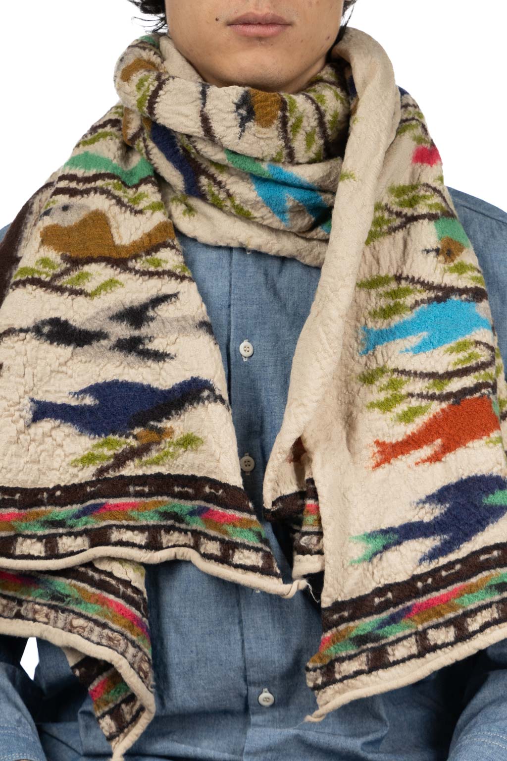 Kapital Fulling Wool Scarf BIRD TREE - 2 Colors