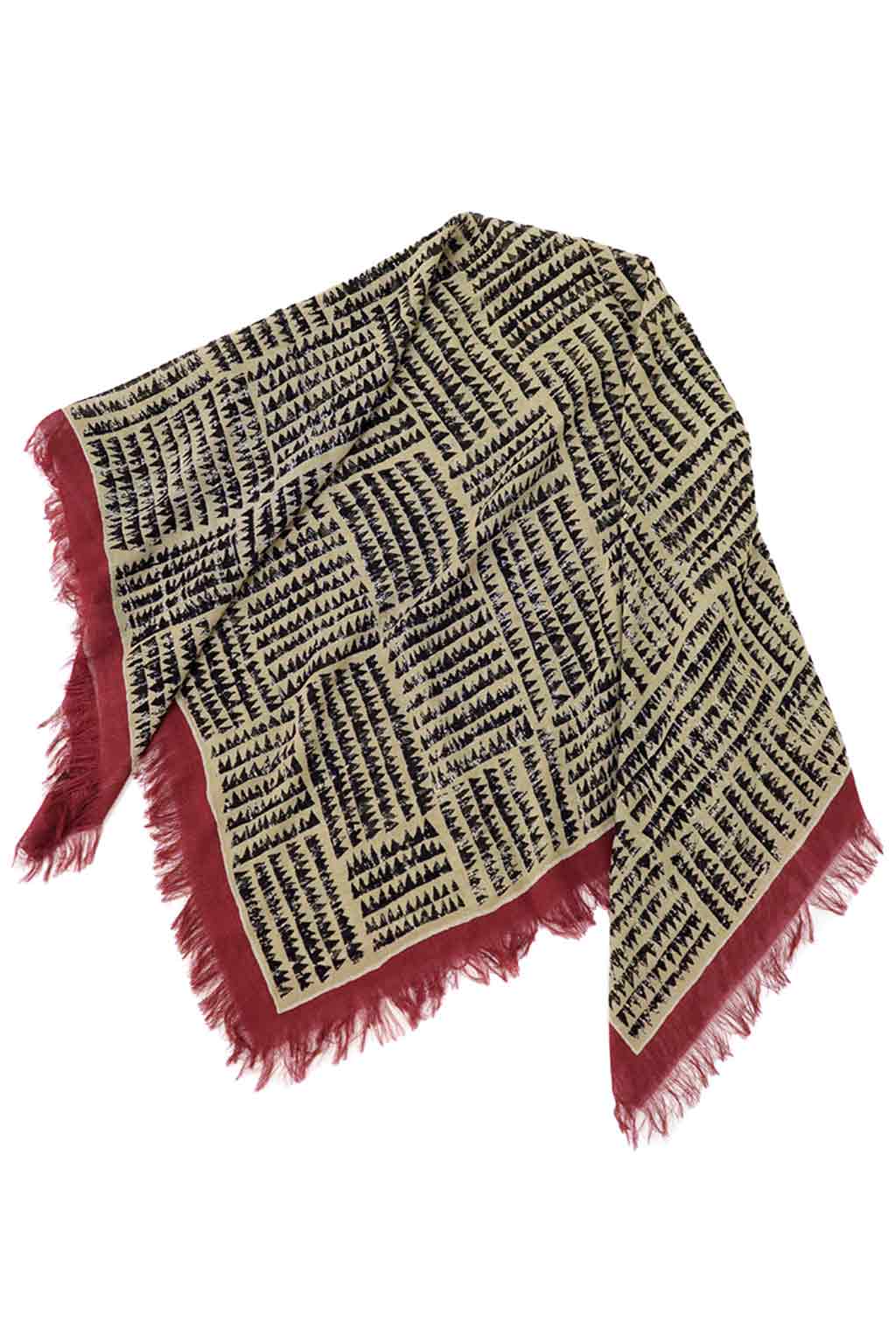 Kapital - Rayon Fringe Stole (HACKSAW-BLOCK) - 3 Color Choices