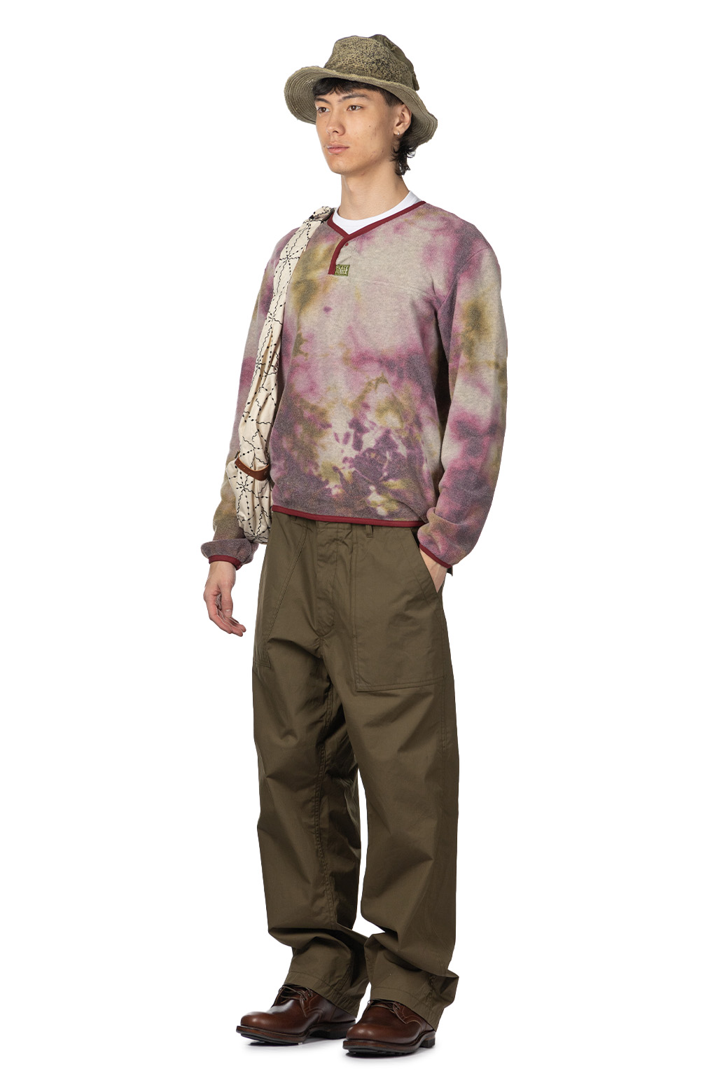 Kapital Reverse Fleece Tie Dye Packed T (ASHBURY DYED) - Khaki