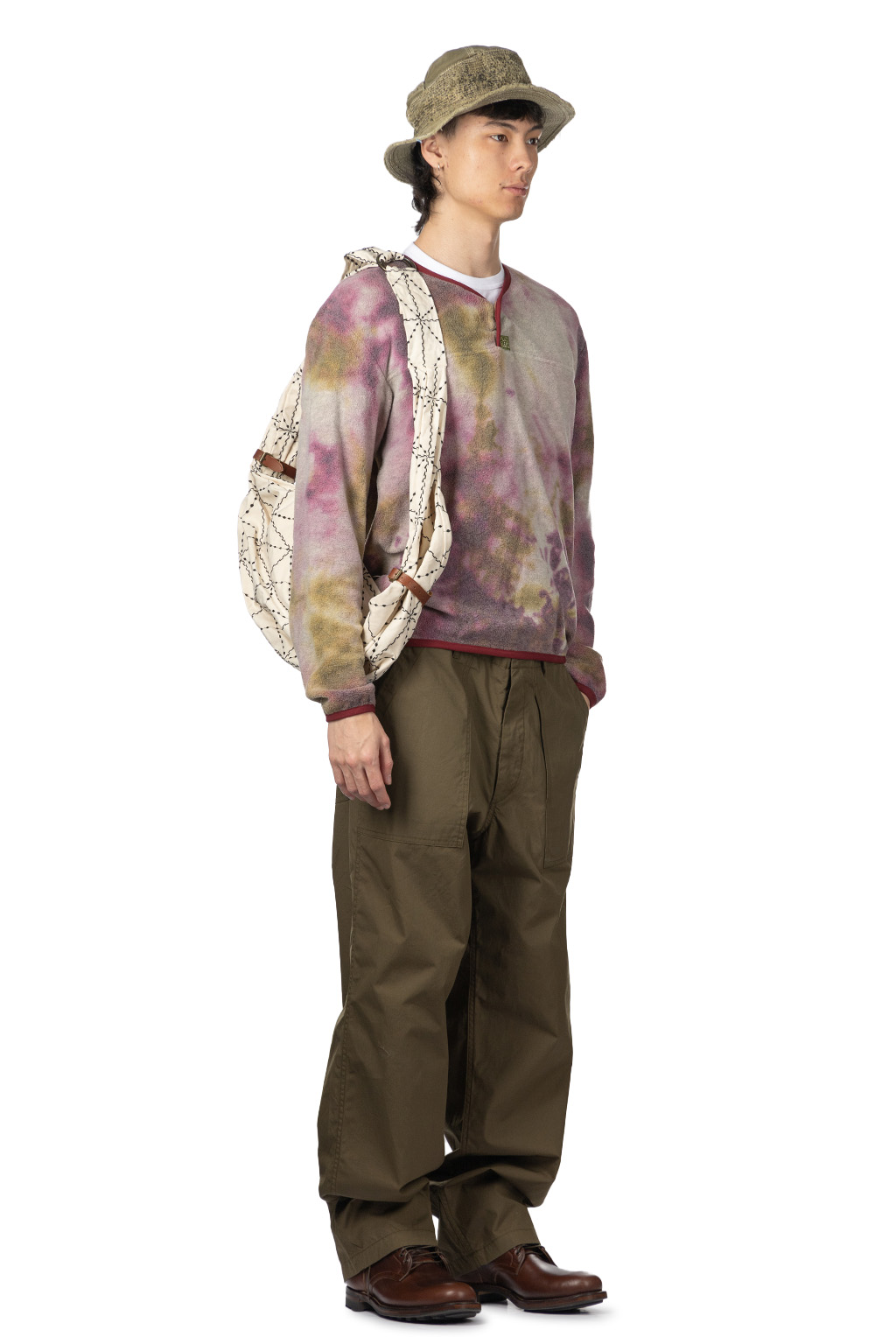 Kapital Reverse Fleece Tie Dye Packed T (ASHBURY DYED) - Khaki