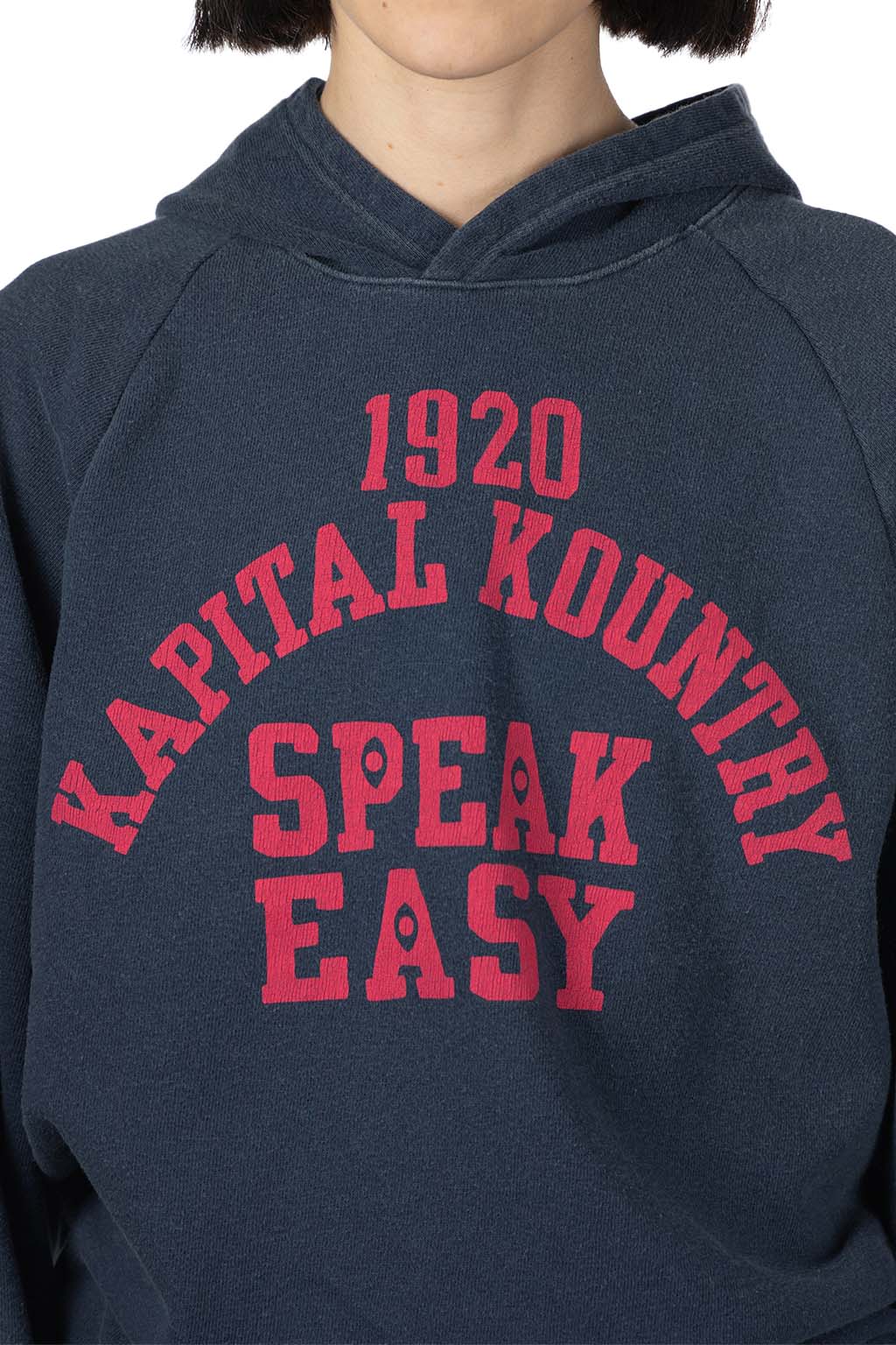 Kapital - SWT Knit Raglan Hoodie (SPEAKEASY College) - Navy