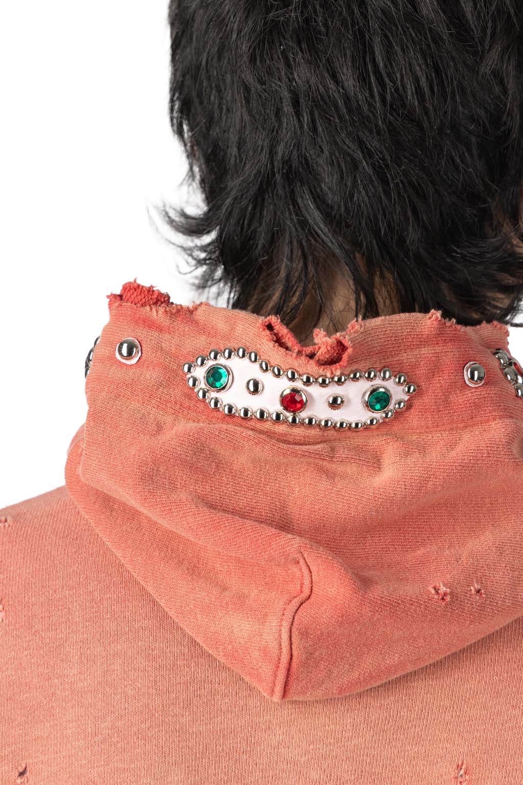 Kapital - SWT Knit Thriller Damaged Hoodie (Studs) - Red