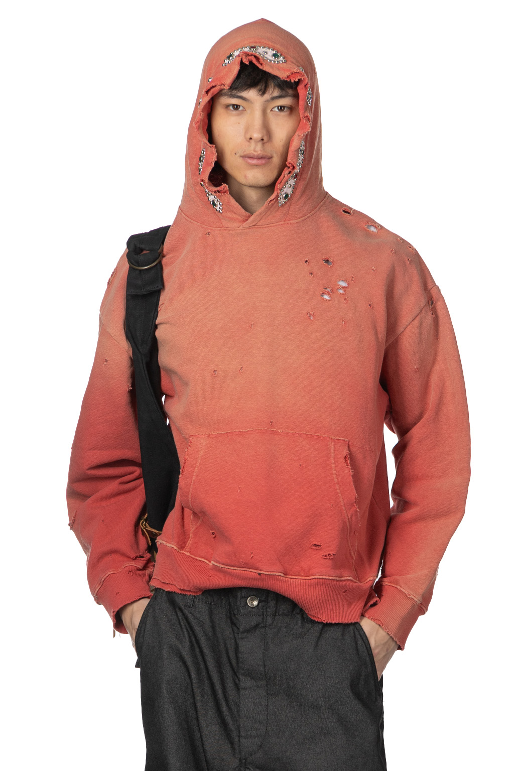 Kapital - SWT Knit Thriller Damaged Hoodie (Studs) - Red