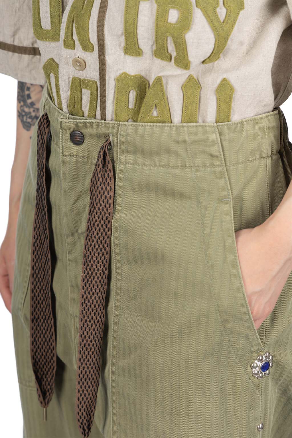 Kapital - Sulfur Herringbone EASY BAKER Pants (STUDS Remake) - Khaki