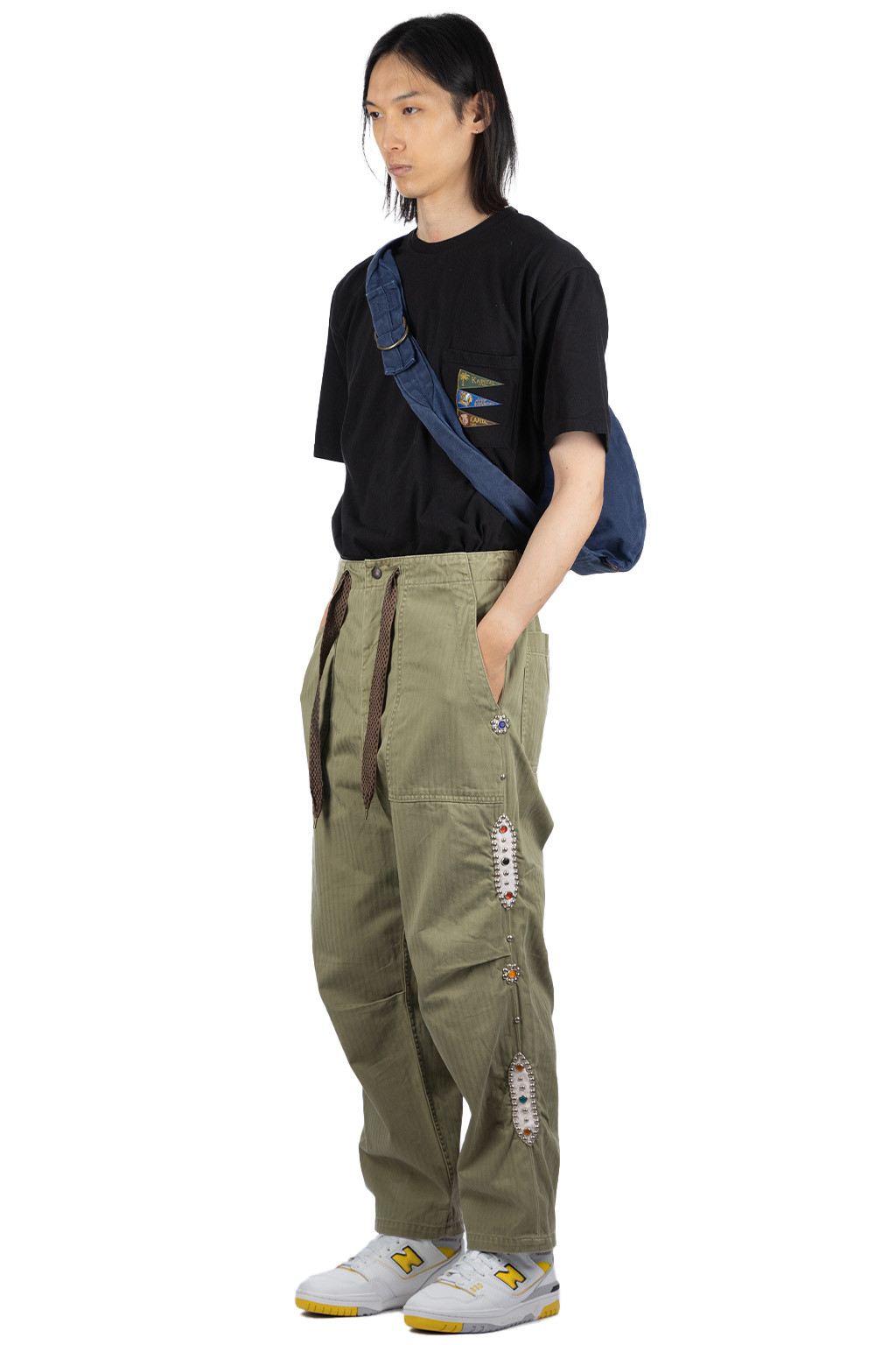 Kapital - Sulfur Herringbone EASY BAKER Pants (STUDS Remake) - Khaki