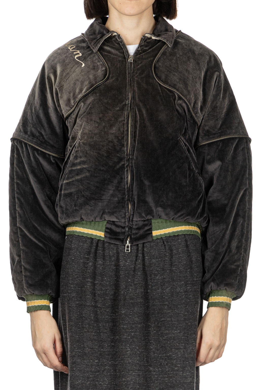 Kapital - Velveteen SHAM BOMBER Drizzler JKT - BLK