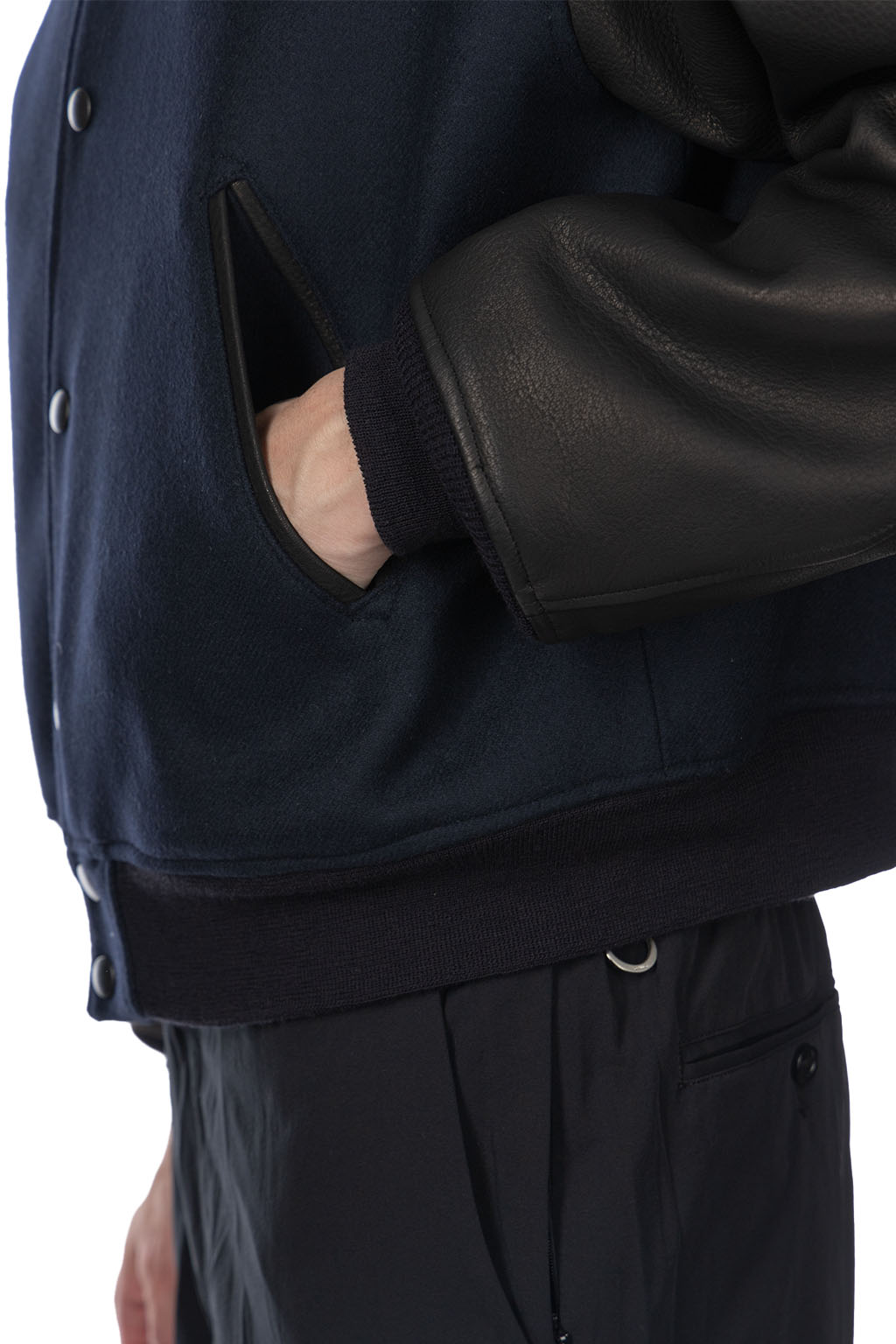 Kaptain Sunshine - Leather Sleeve Award Jacket - Top Navy