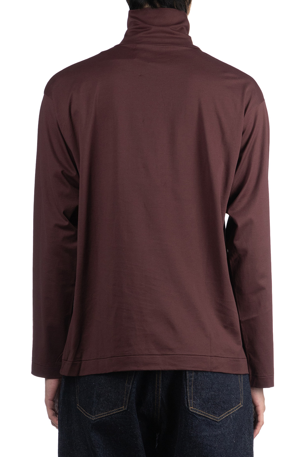 Kaptain Sunshine - Suvin Suede Tenjiku Highneck LS Tee - Burgundy