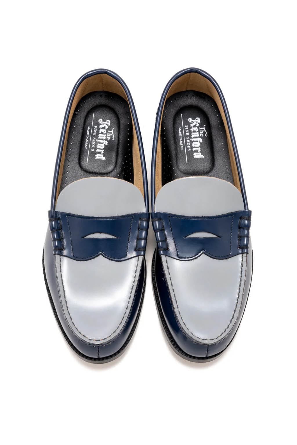 Kenford Fine Shoes - Mens Combi Loafers - Navy Grey