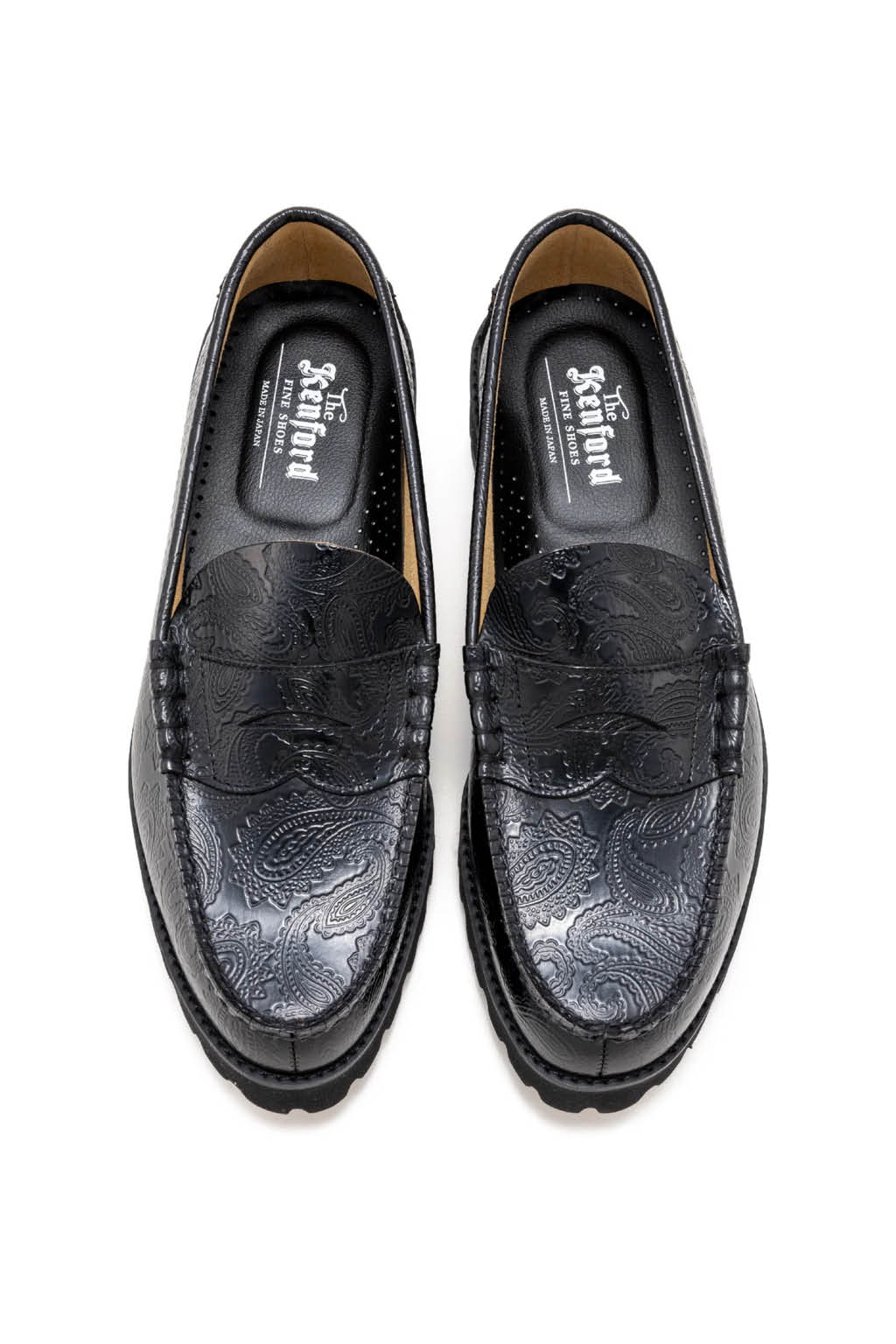 Kenford Fine Shoes - Mens Tank Sole Loafers - Black Paisley