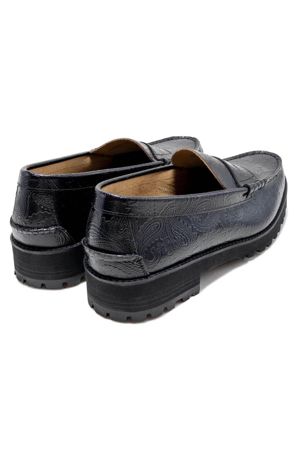 Kenford Fine Shoes - Mens Tank Sole Loafers - Black Paisley