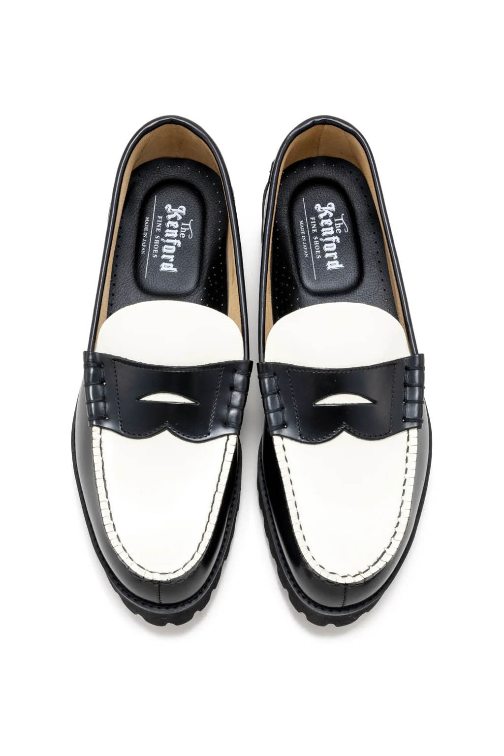 Kenford Fine Shoes - Mens Tank Sole Loafers - Black White