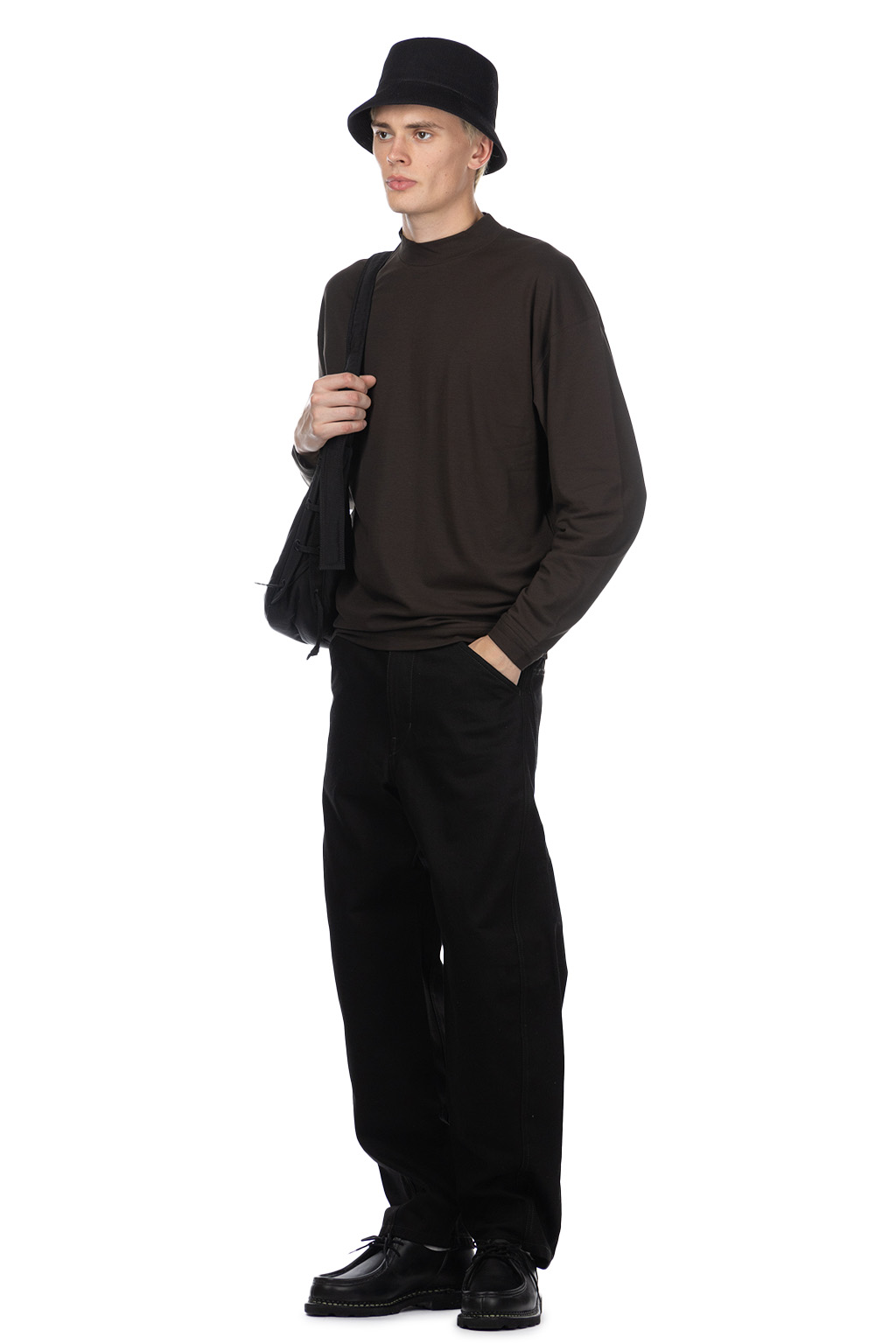 Lemaire - Mock Neck Long Sleeve Tee - Dark Expresso