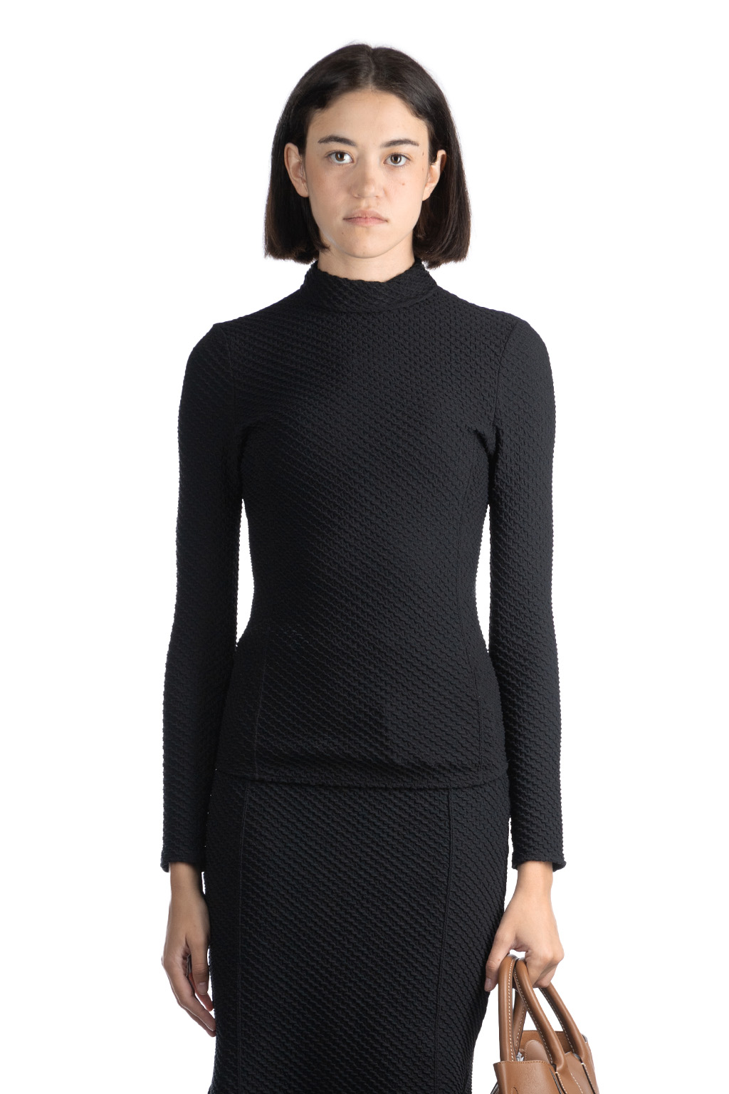 Mame Kurogouchi | Turtleneck Top-Black | Women | Blue Button Shop