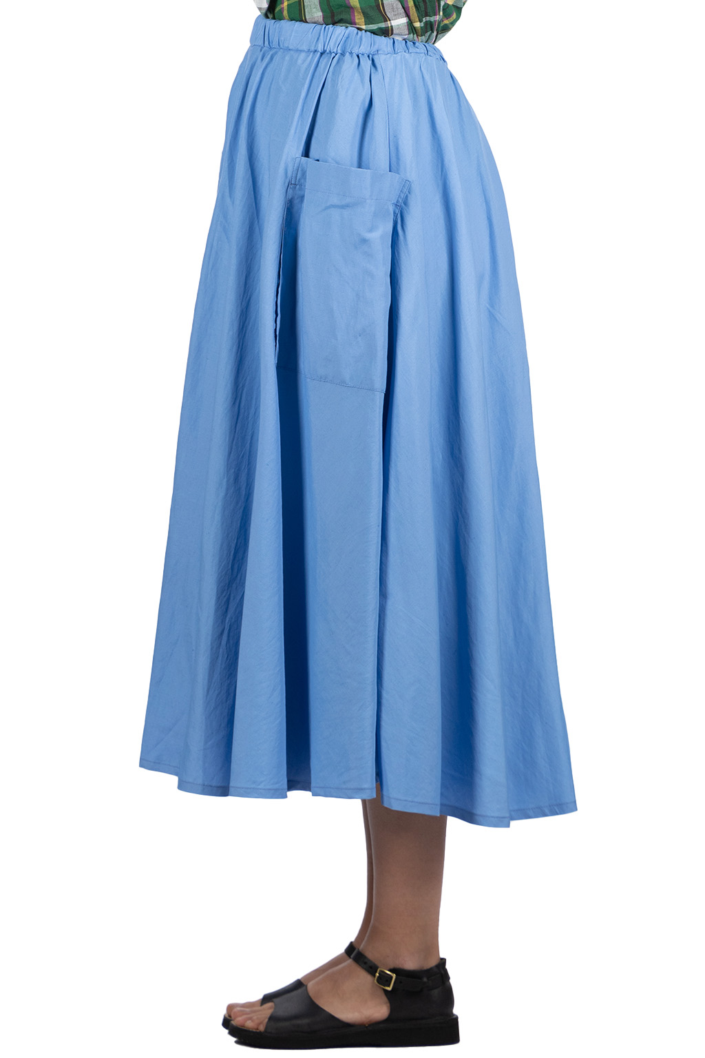 Manon - Box Pocket Flare Skirt - Blue