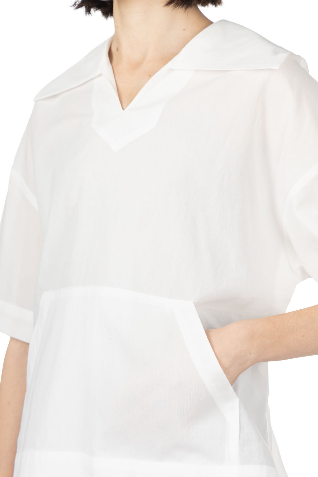 Manon - Butterfly Collar Pullover Shirt - White