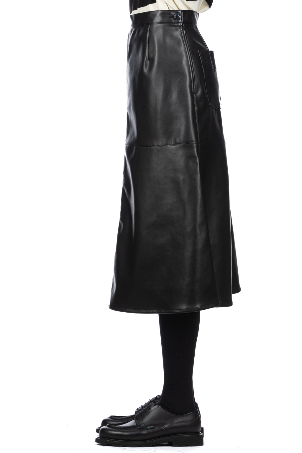 Manon - Faux Leather Flare Skirt - Black