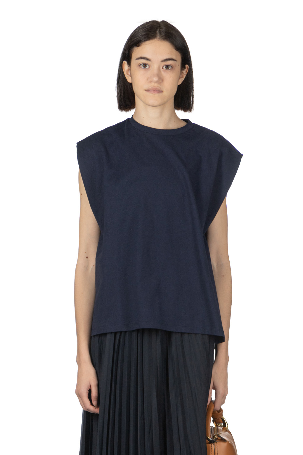 Manon - In Tuck Sleeve Tee - Navy