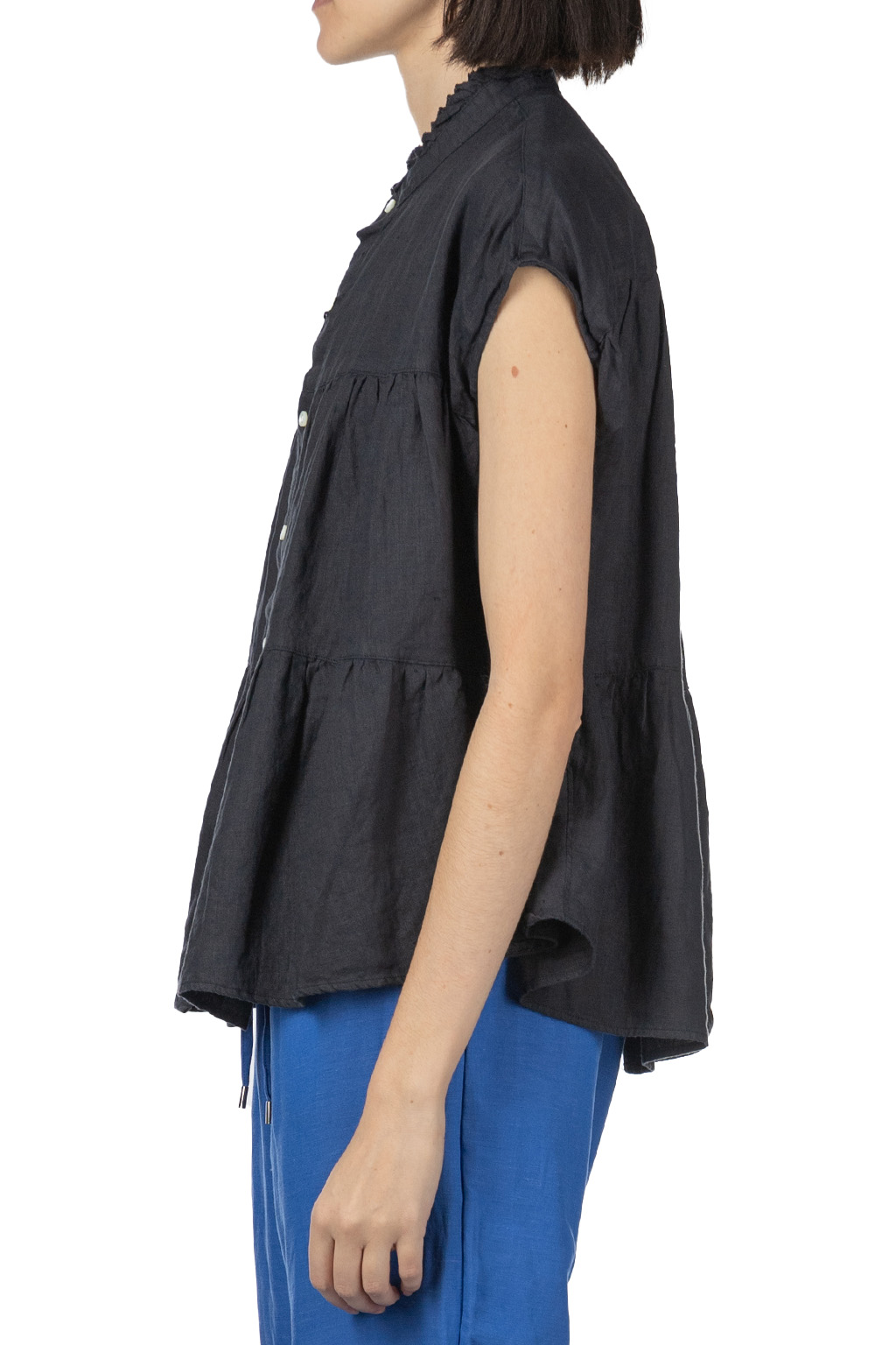 Manon - Overdie Linen Blouse - Dark Navy