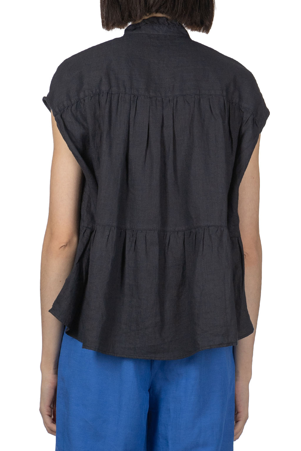 Manon - Overdie Linen Blouse - Dark Navy