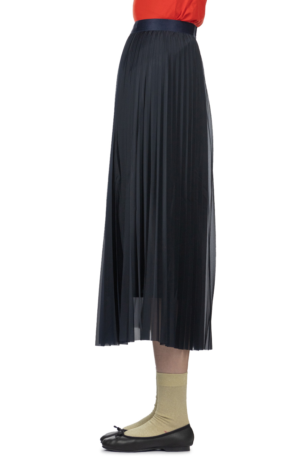 Manon - Tricot Pleated Skirt - Navy