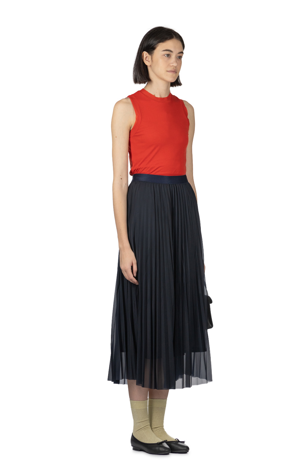 Manon - Tricot Pleated Skirt - Navy