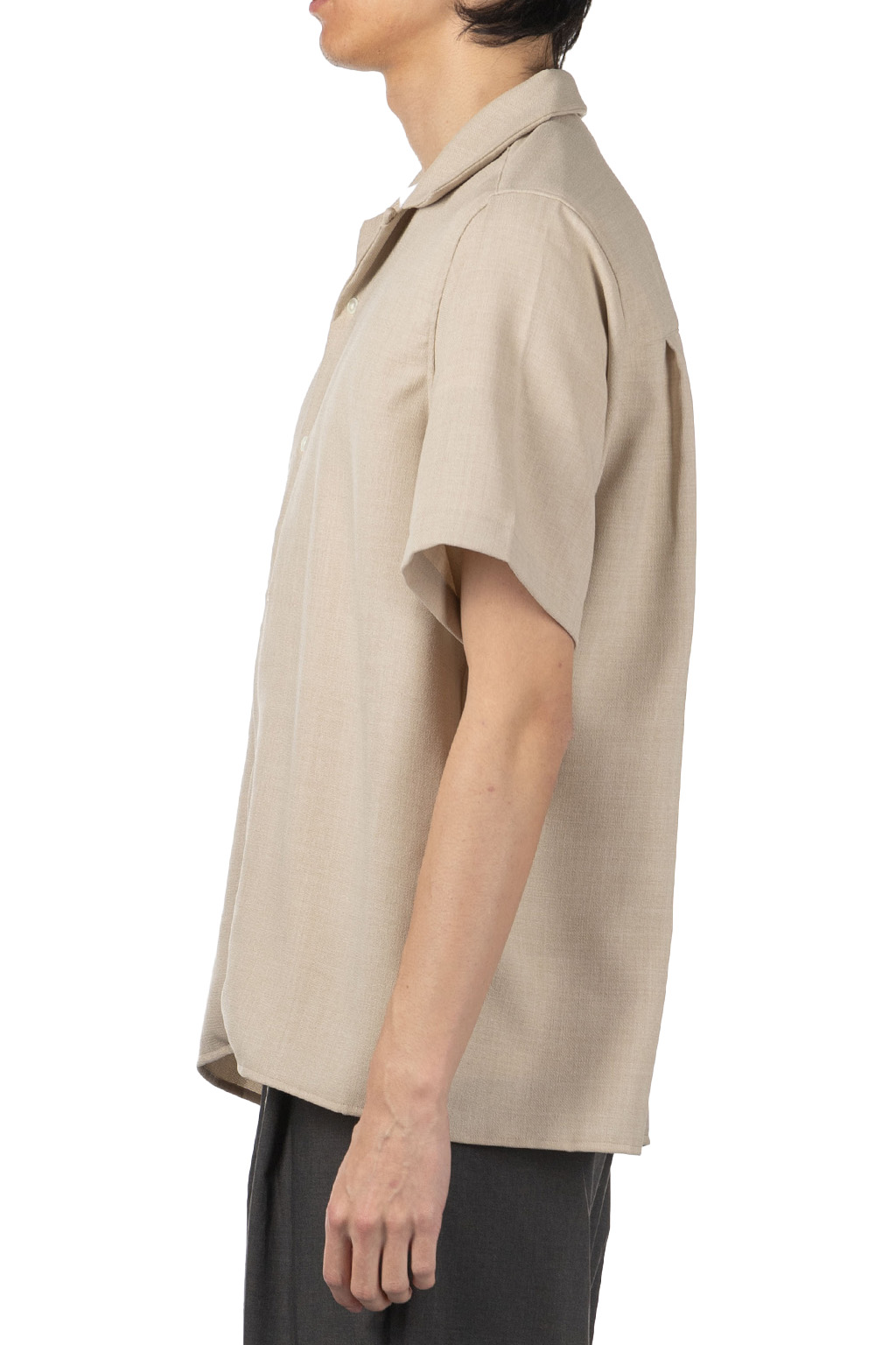 Manual Alphabet - Mesh Ox Open Collar SS Shirt - L. Beige