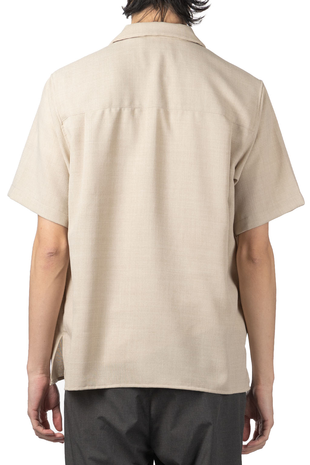 Manual Alphabet - Mesh Ox Open Collar SS Shirt - L. Beige