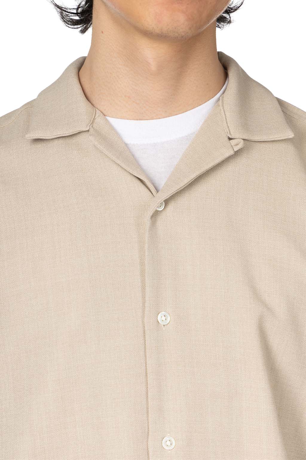 Manual Alphabet - Mesh Ox Open Collar SS Shirt - L. Beige