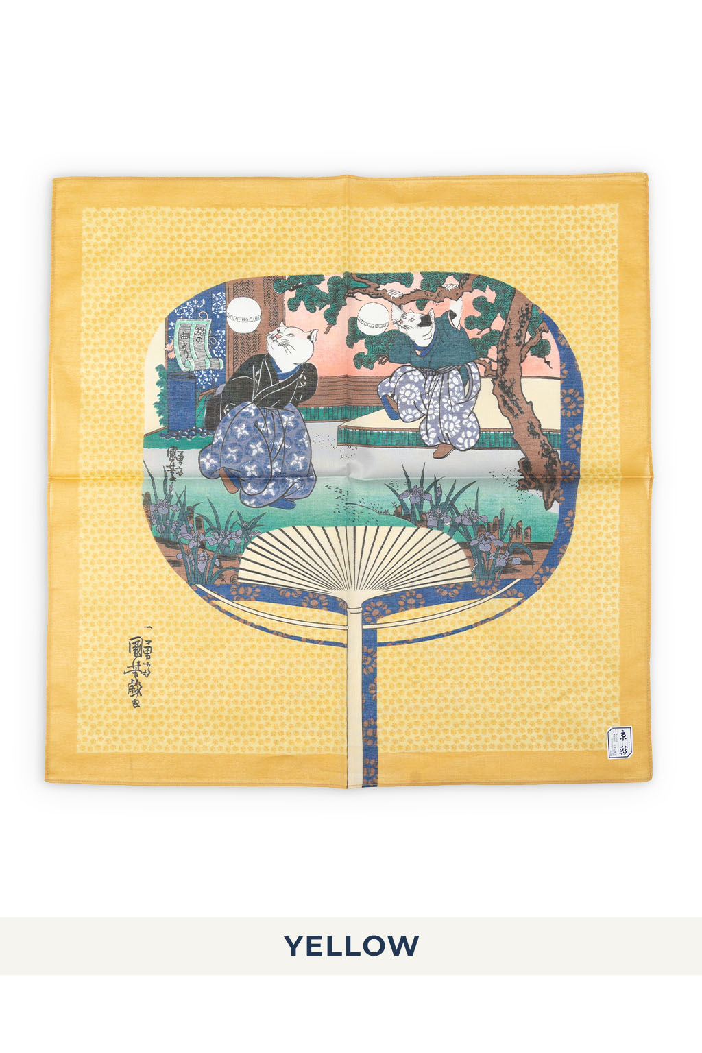 Mino Washi - Handkerchief - 47.5 x 47.5cm - Cat's Curved Fan - 3 Colors