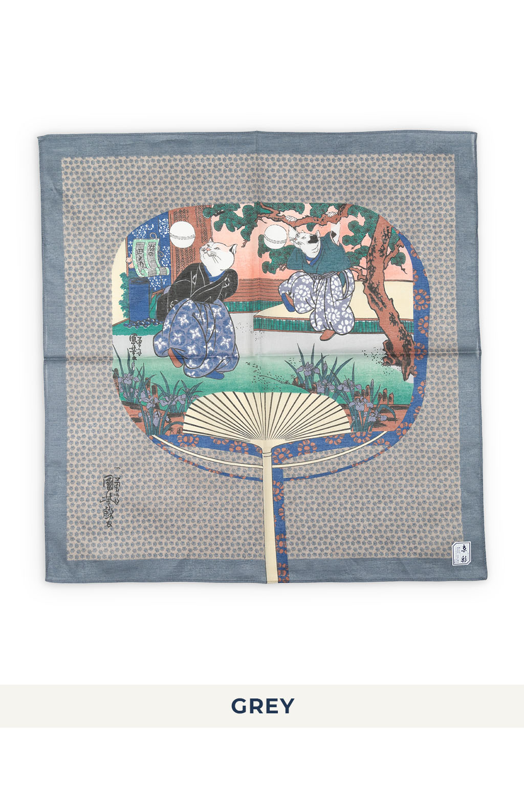 Mino Washi - Handkerchief - 47.5 x 47.5cm - Cat's Curved Fan - 3 Colors