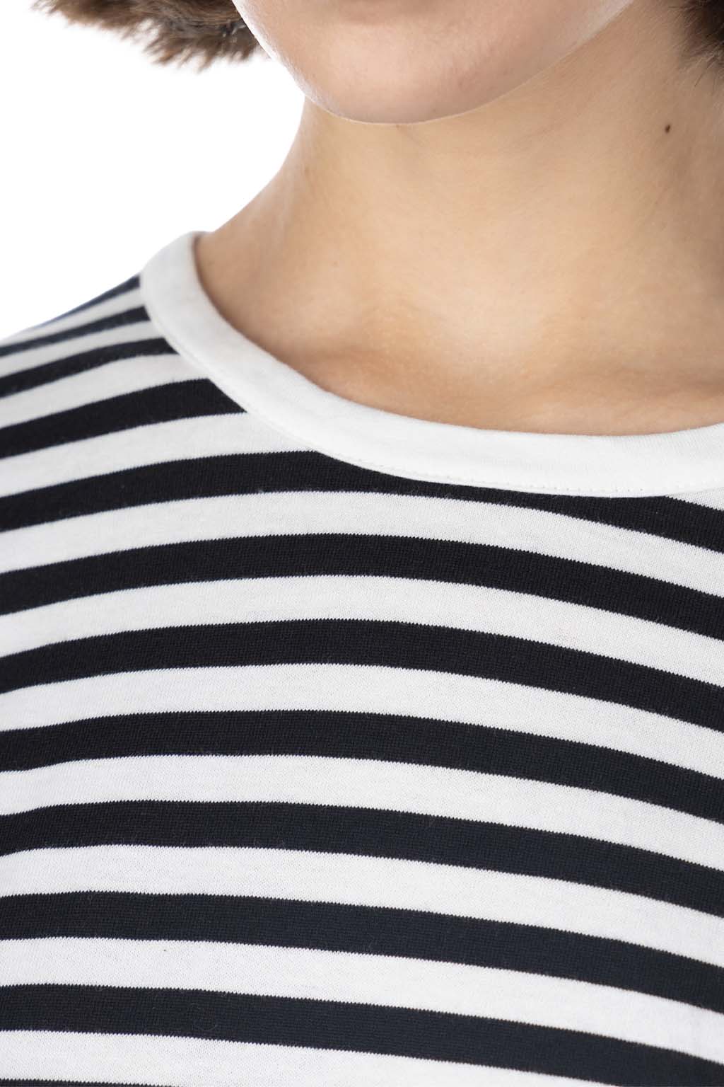 NARU  - Classic Jersey Striped LS T-Shirt - White x Black