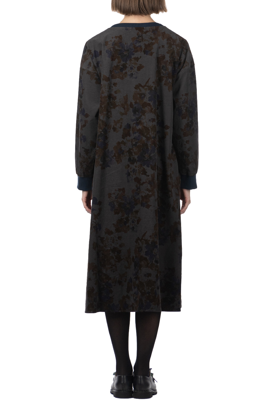 NARU  - Corduroy Floral Dress - Blue x Grey