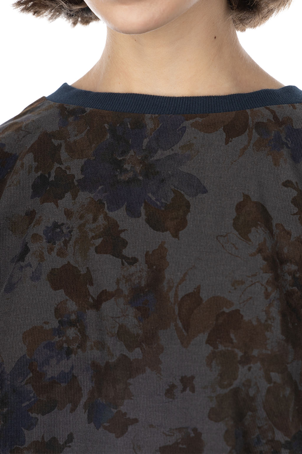 NARU  - Corduroy Floral Dress - Blue x Grey