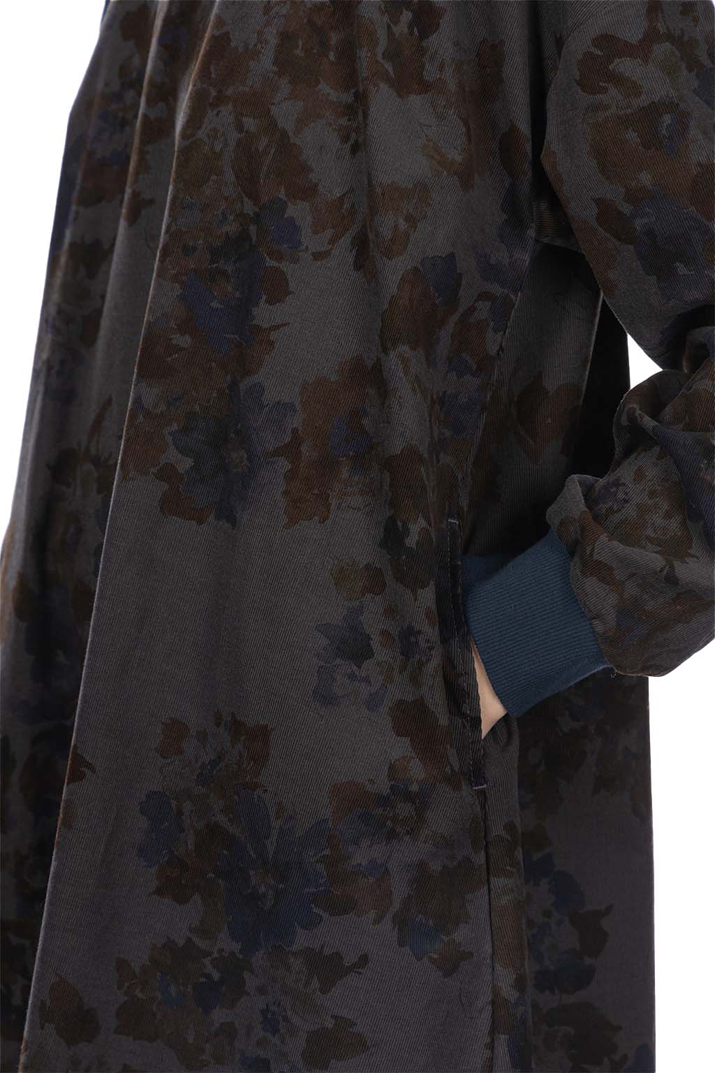 NARU  - Corduroy Floral Dress - Blue x Grey