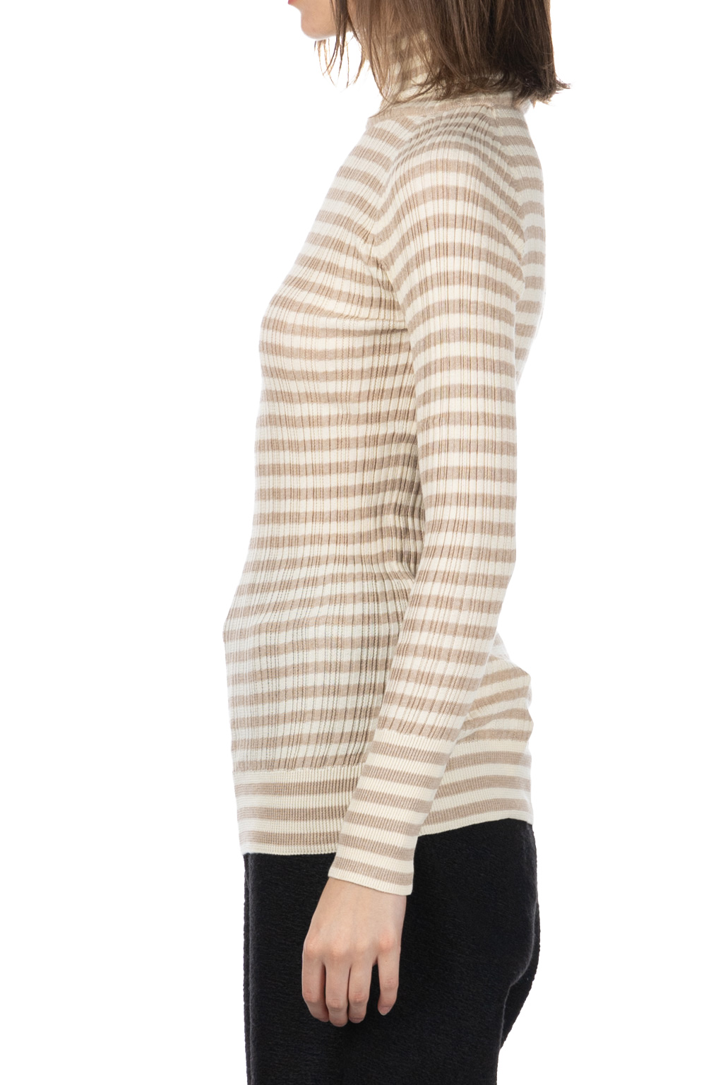 NARU  - Cotton Stripe Rib Turtle Neck