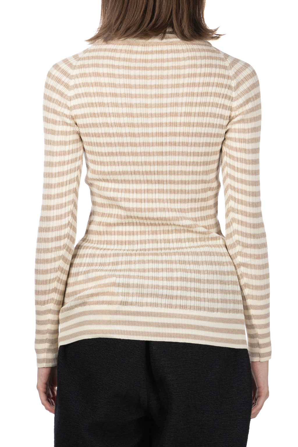 NARU  - Cotton Stripe Rib Turtle Neck