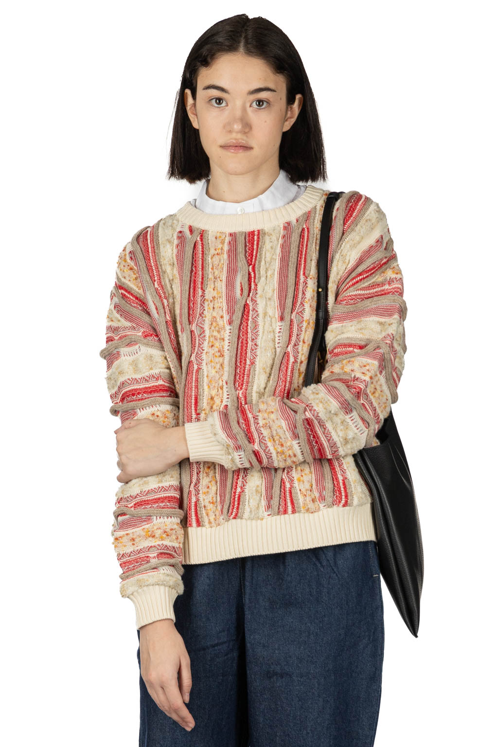 NARU  - Marble Wave Crew Neck Knit  - Red