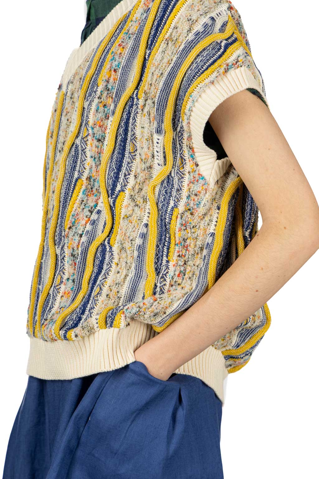 NARU  - Marble Wave Crew Neck Vest  - Blue