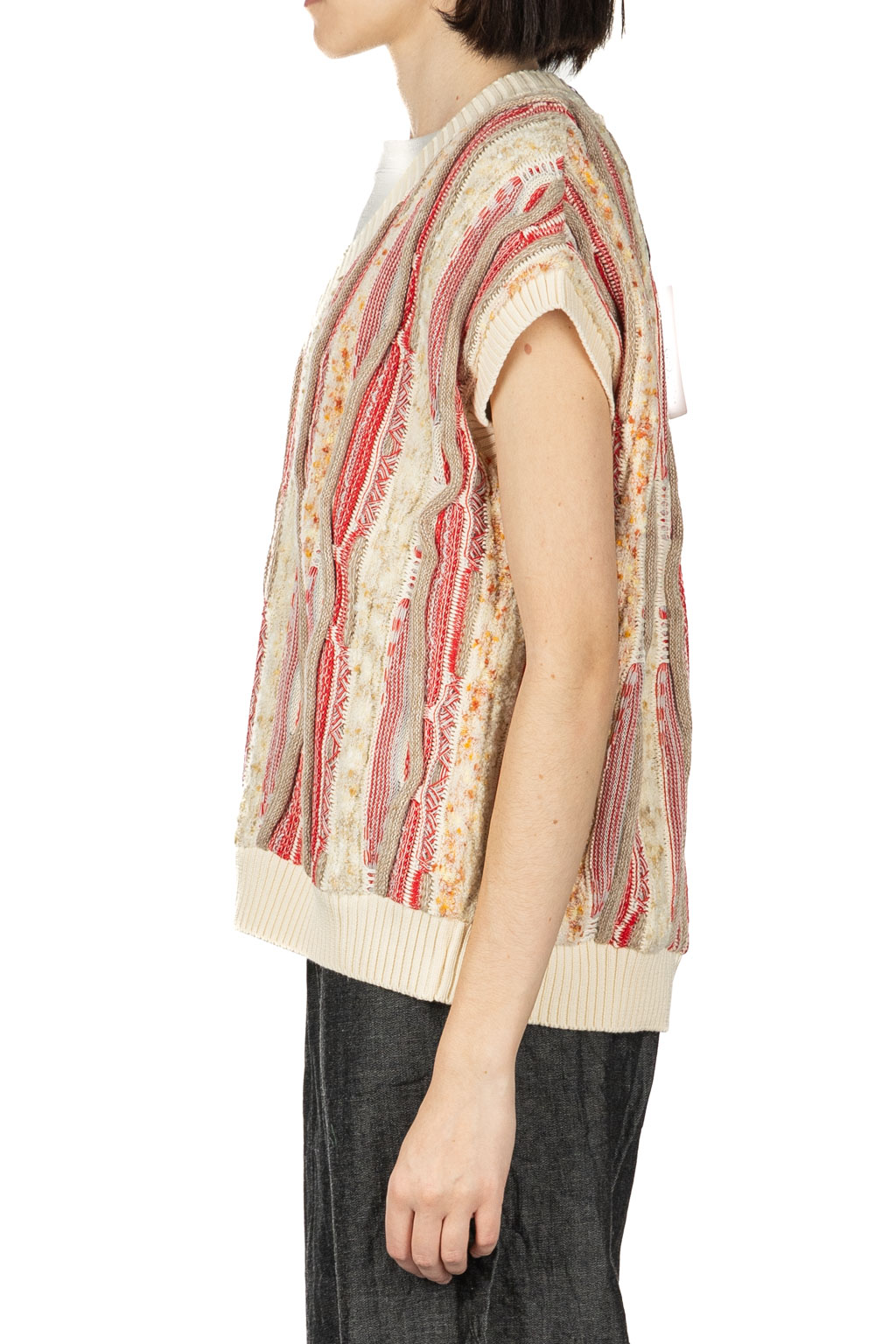 NARU  - Marble Wave Crew Neck Vest  - Red