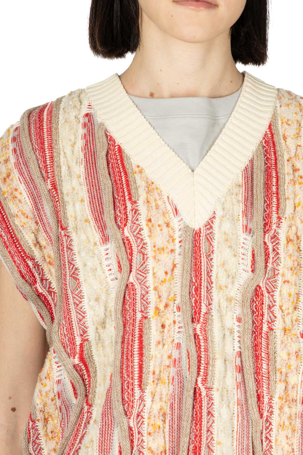 NARU  - Marble Wave Crew Neck Vest  - Red