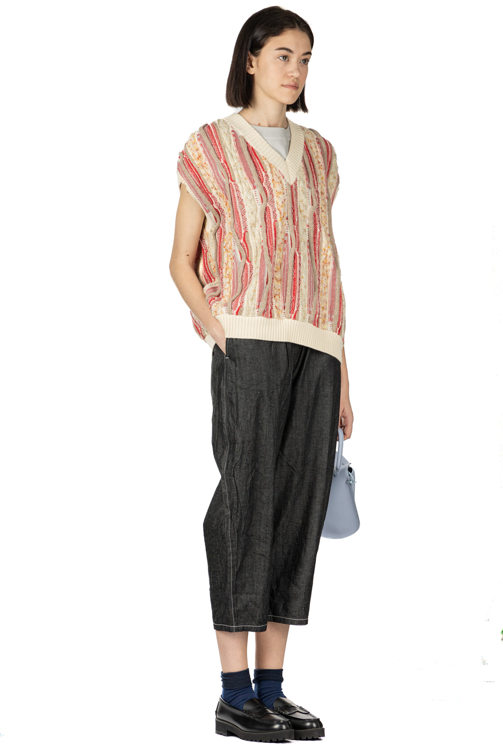 NARU  - Marble Wave Crew Neck Vest  - Red