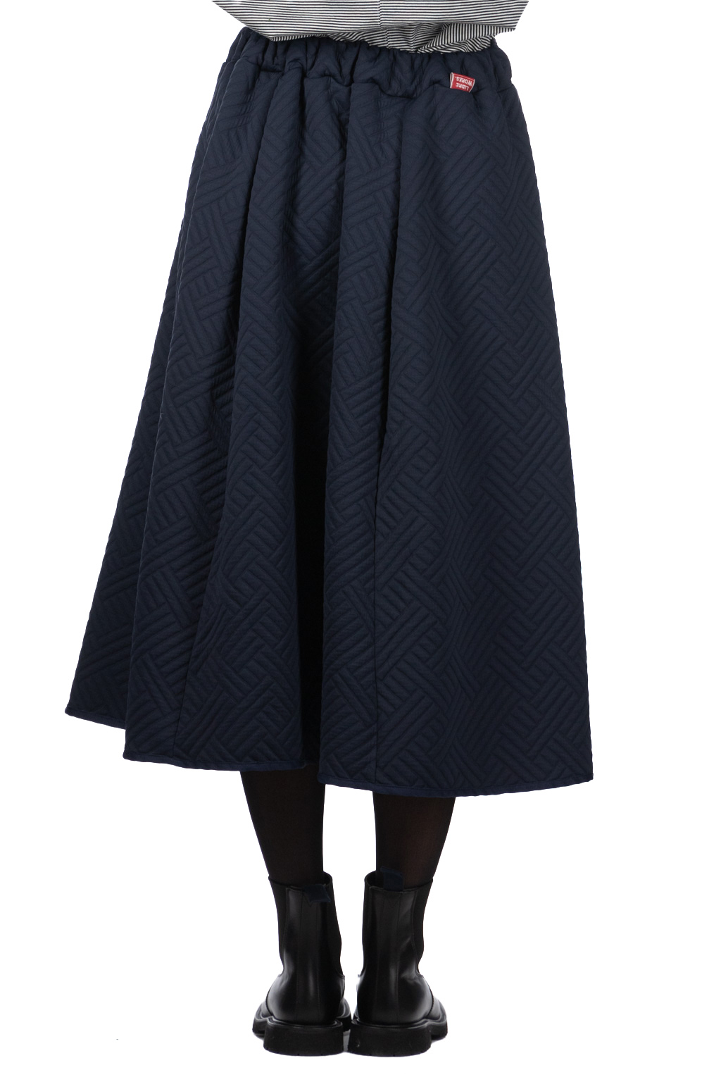 NARU  - Quilt Jaquard Flare Skirt  - Navy