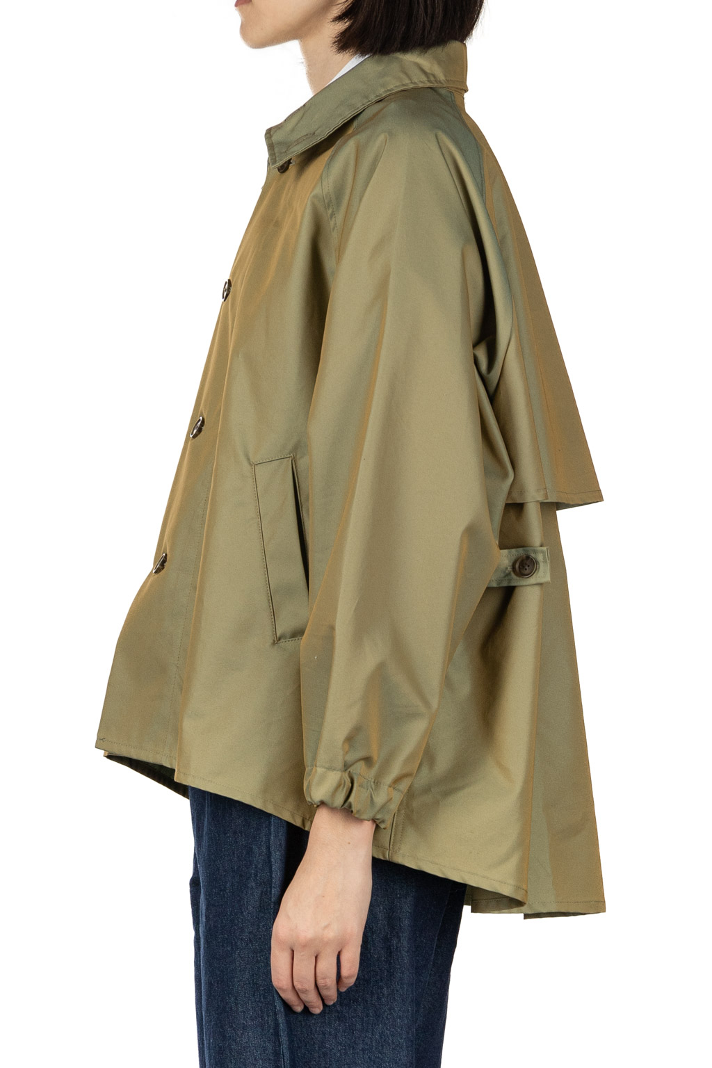 NARU  - Water Repellent Short Trench Coat - Khaki