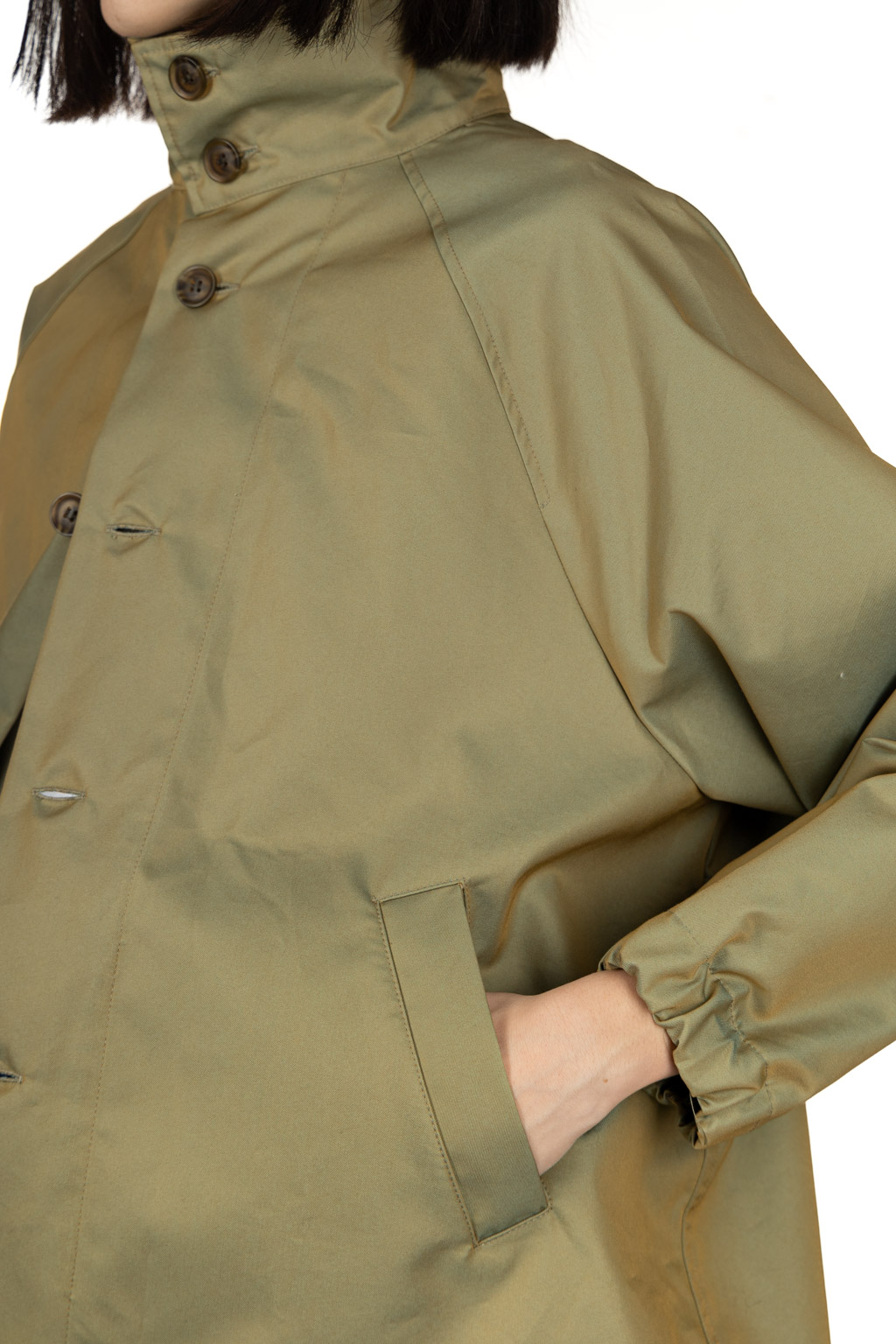 NARU  - Water Repellent Short Trench Coat - Khaki