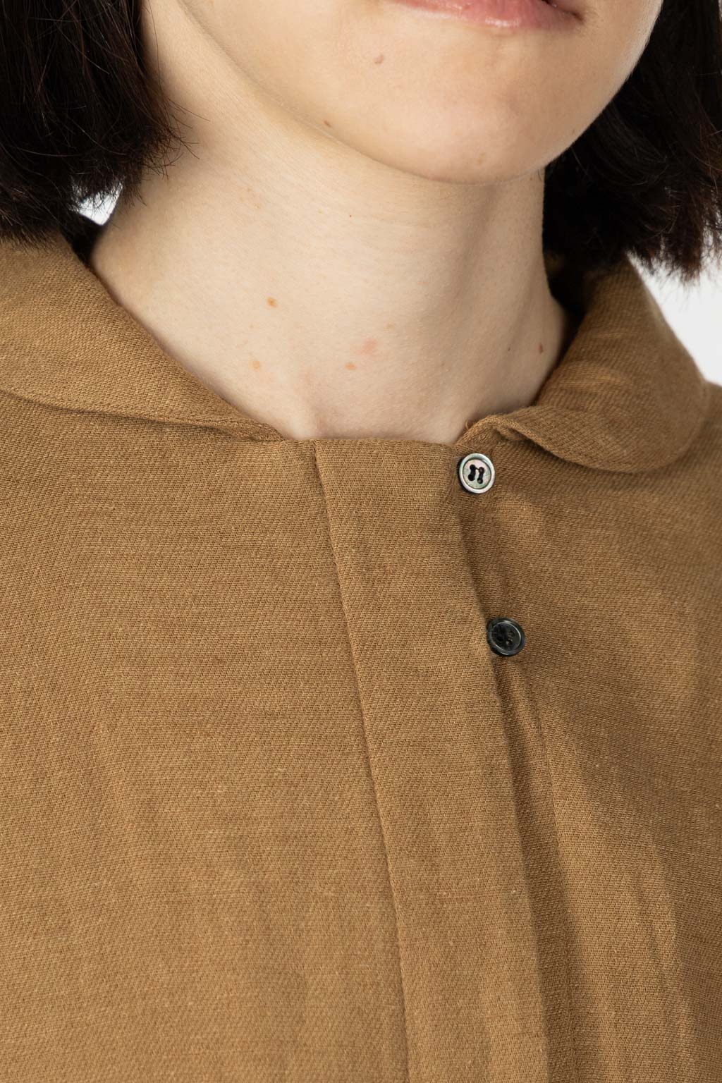 Nachukara - Cotton Linen Double-Woven Round Collar Shirt