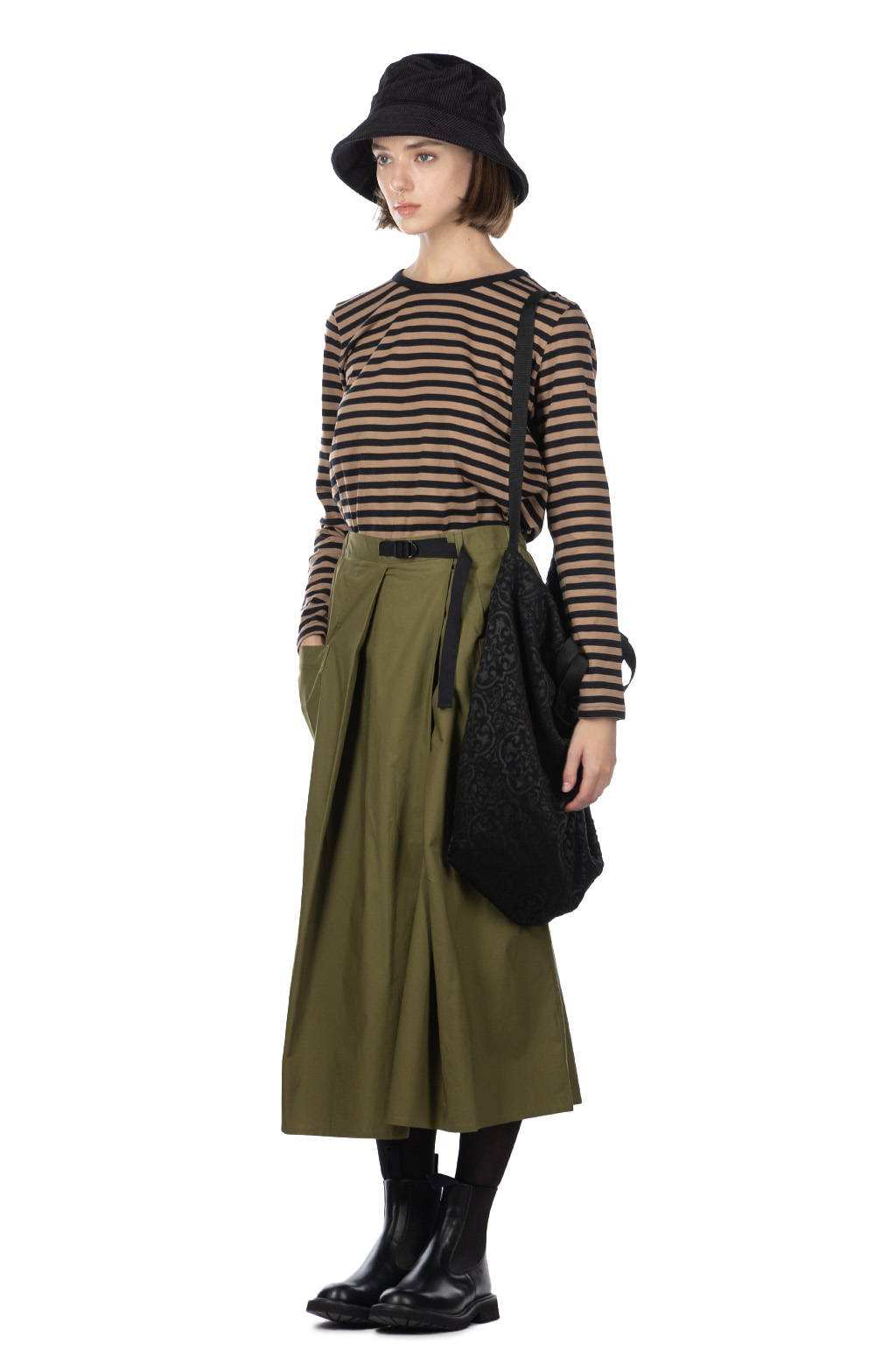 Nachukara - DOVERS: Typewriter Check Skirt - Khaki