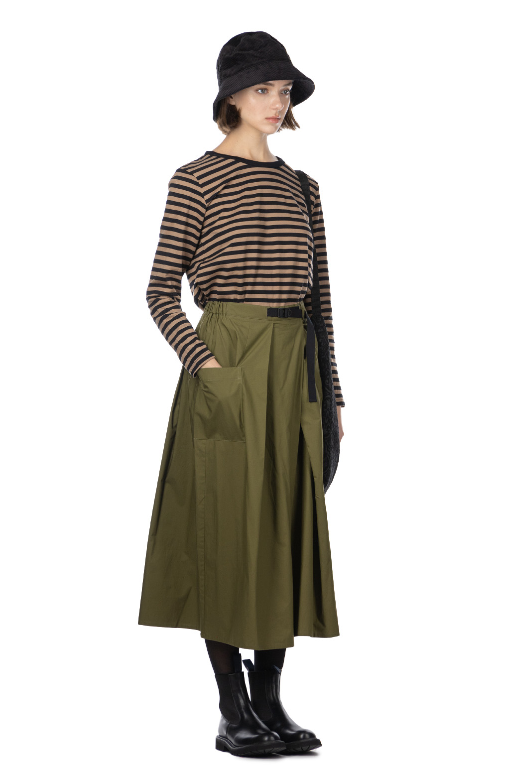 Nachukara - DOVERS: Typewriter Check Skirt - Khaki