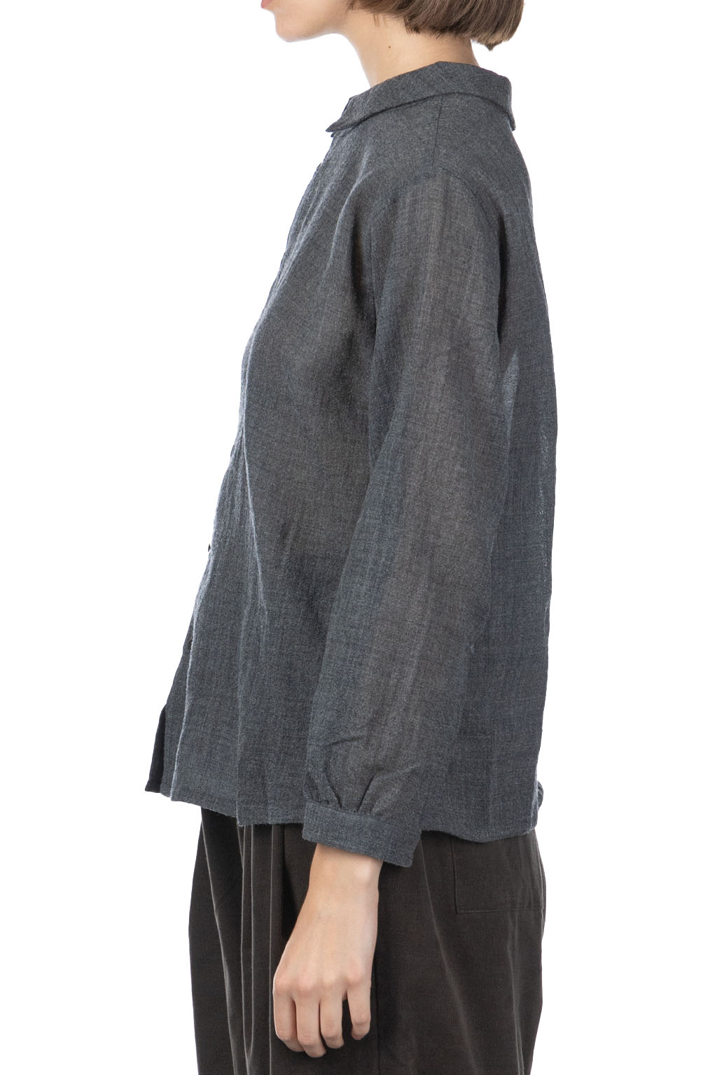 Nachukara - DOVERS: Wool Gauze 2 Way Blouse - Charcoal